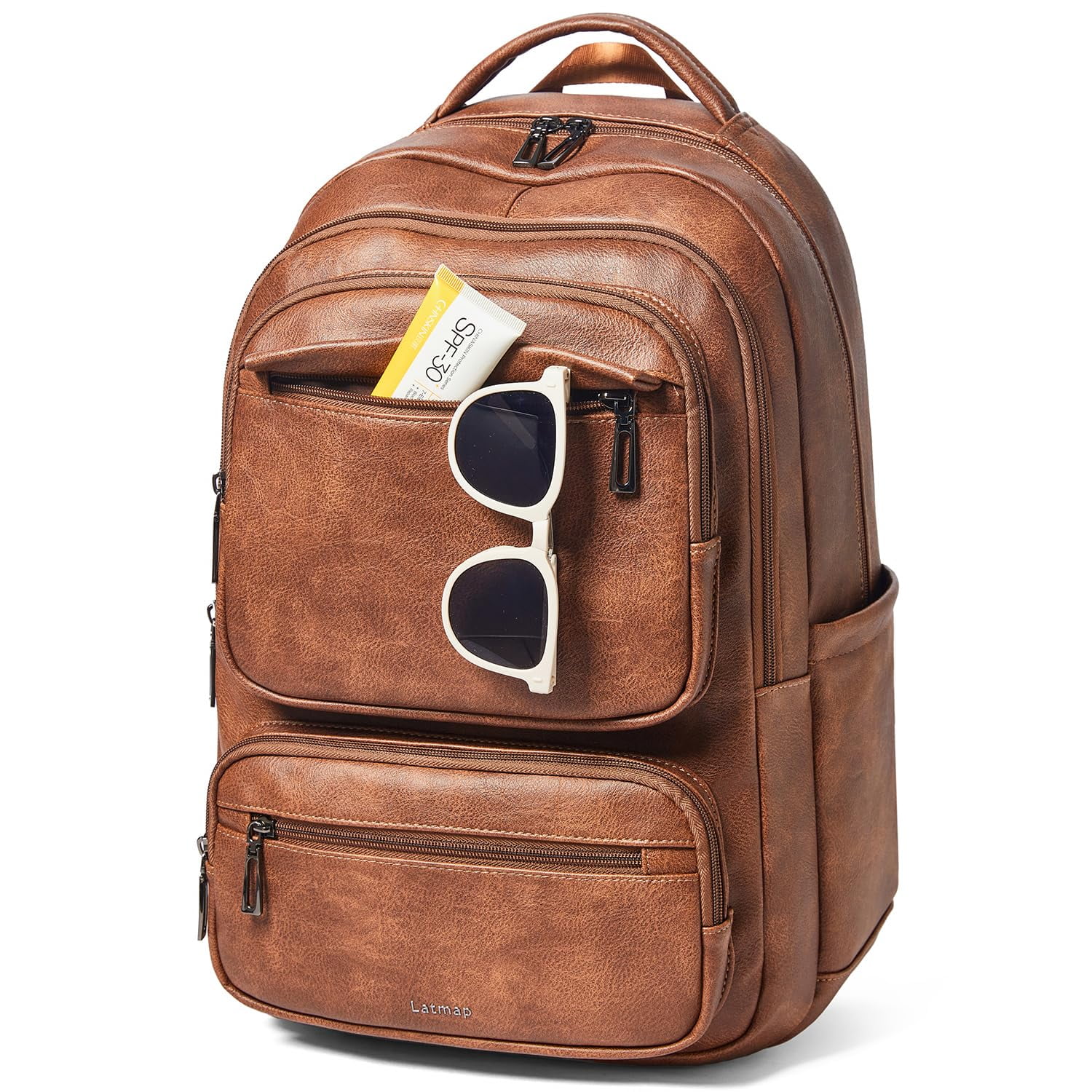 43L Backpack Purse for Women Travel Backpack Leather Large Women 17 16 15.6 Inch Laptop Bag Handbags For Travel Work College Large Brown