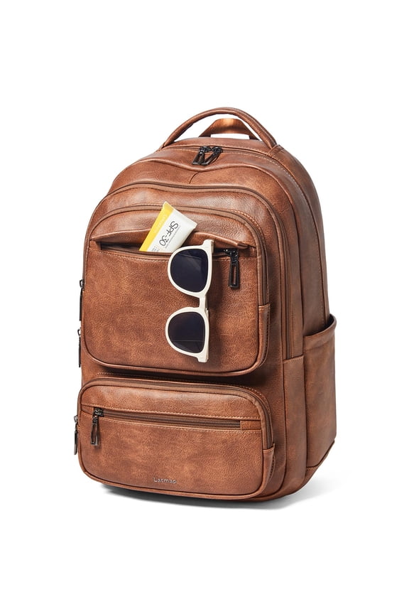 43L Backpack Purse for Women Travel Backpack Leather Large Women 17 16 15.6 Inch Laptop Bag Handbags For Travel Work College Large Brown