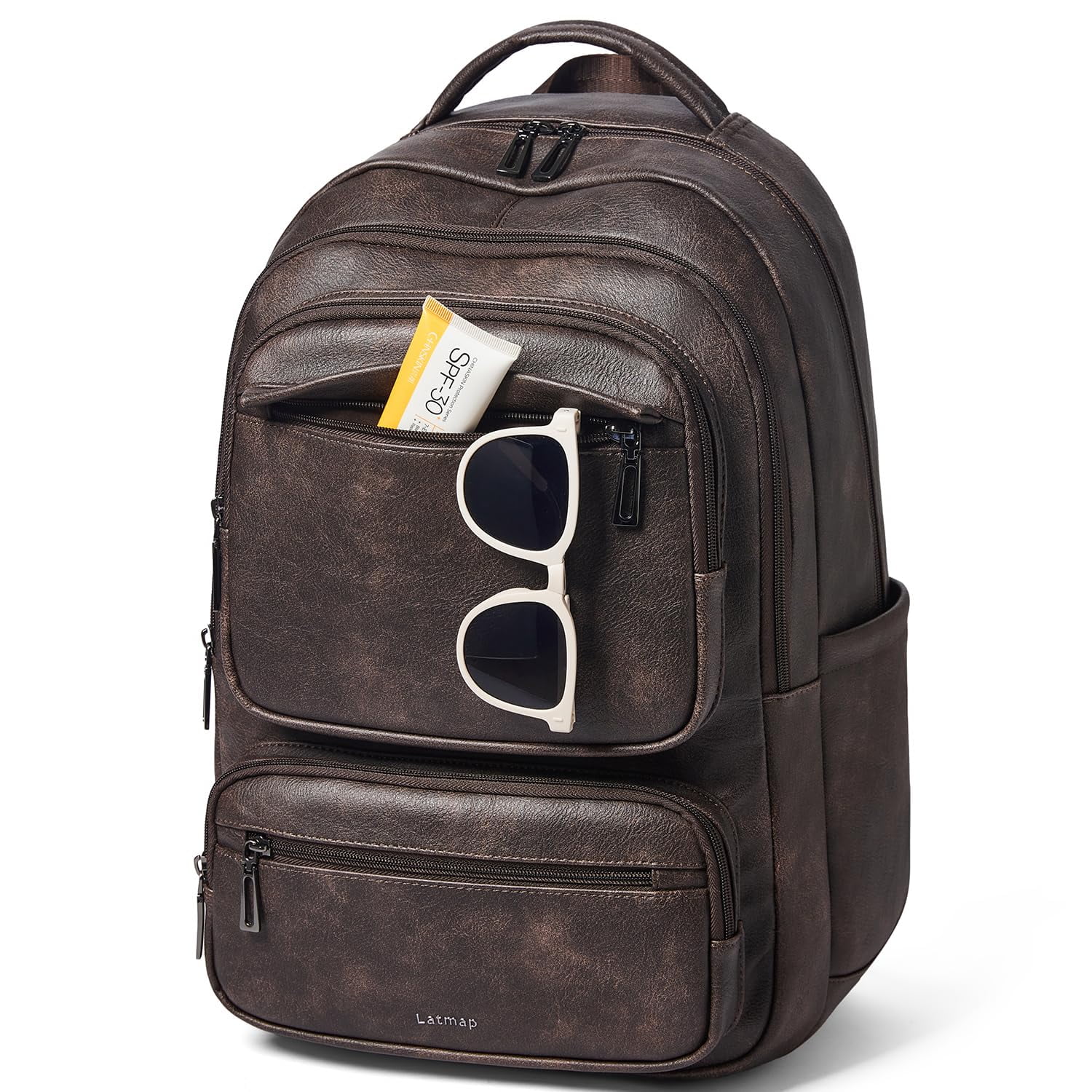 43L Backpack Purse for Women Travel Backpack Leather Large Women 17 16 15.6 Inch Laptop Bag Handbags For Travel Work College Large Coffee