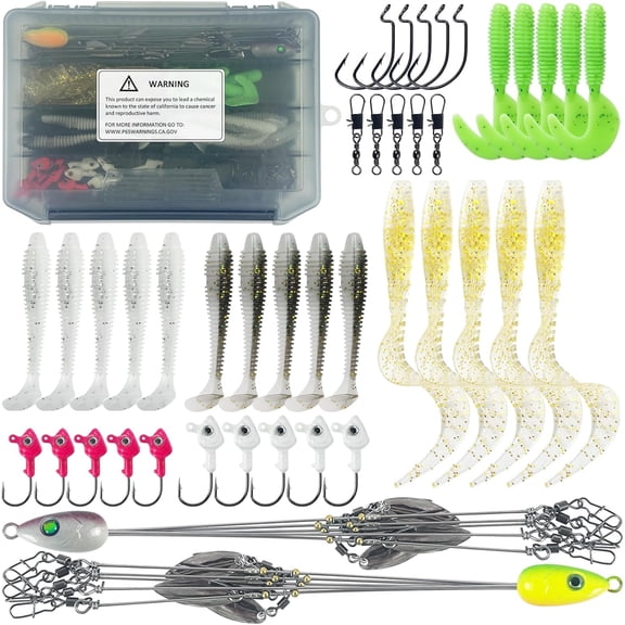 43Pcs Alabama Rigs Kit 2 Set 5 Arms Umbrella Rigs with Jig Head Hooks Swimbait Paddle Tail for Bass Crappie Striper Trout Salmon
