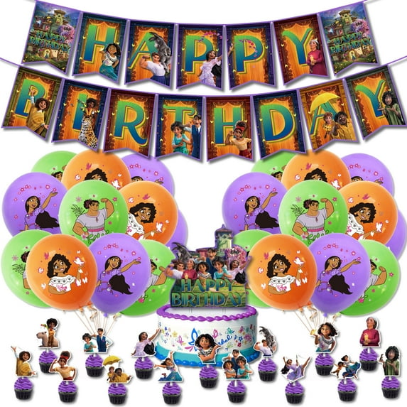 43Pcs Encanto Madrigal Family Birthday Party Supplies Decorations Set Include Banner, Balloons,Madrigal Family Cake Toppers and Cupcake Toppers for Baby Shower Boys Girls Magic Theme Party