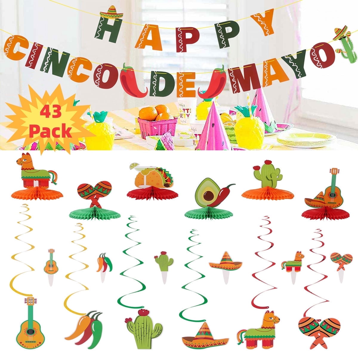 Morofme 12-Pack Paper Fans – Mexican Fiesta Party Decor, Cinco De Mayo Hanging Fans, Double-Layered Colorful Hawaii Tropical Decoration For Ceiling & Wall