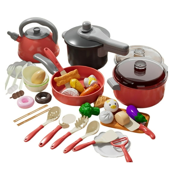 43Pcs Play Kitchen Toys Accessories for Kids, Play Kitchen Toys Set, Toddler Pretend Cooking Playset, Play Pots, Pans, Utensils Cookware Toys, Play Food Set, Vegetables, Learning Gift for Girls Boys