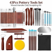43Pcs Pottery Sculpting Tools, Clay Carving Kit With Rosewood Handles, Ceramic Modeling Supplies For Shaping, Texturing, Detailing, Polymer Clay Art