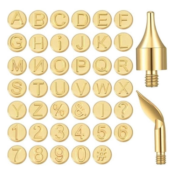 43Pcs Wood Burning Tip Set Including Letter Number Symbol Wood Burning Tip for DIY y4628