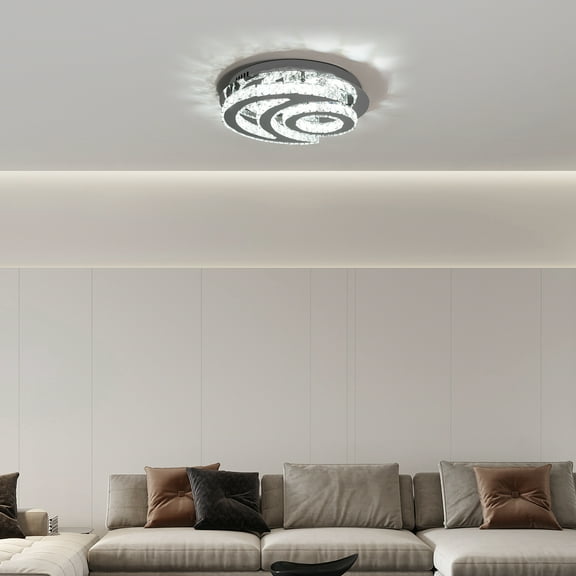 43W Modern Crystal Moon Shaped Ceiling Light Fixture LED Chandelier Bedroom Lamp