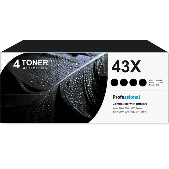 43X C8543X Toner Cartridge Black 4-Pack Compatible for HP 43X C8543X Toner Cartridges for Laser 9000, 9040, 9050 Series, Laser 9000, 9040, 9050 MFP Series Printer