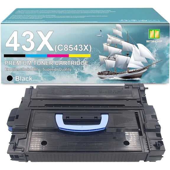 43X Toner Cartridge Compatible for HP C8543X Black Cartridge with Chip Fit for HP LaserJet 9000 9000hns 9000n 9040dn 9040n 9050dn 9050n Printers, 1 Pack