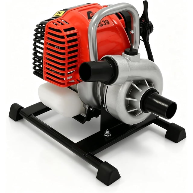 43cc 2-Stroke Gasoline Water Pump, 1.25KW 2HP Recoil Start 98ft Max ...