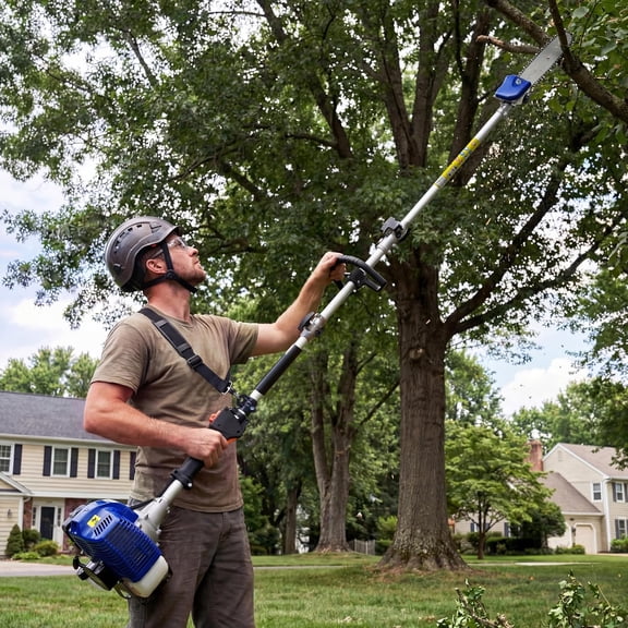 43cc Gas Pole Saw – 2-Stroke 12" Bar, 9.5ft Extendable Pole, Tree Trimming