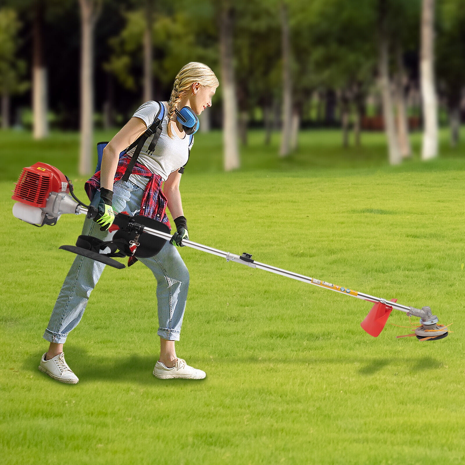 43cc Gas String Trimmer Lawn Wacker Weed Trimmer Air-cooled 2 Stroke Engine for Home Lawn Mowing