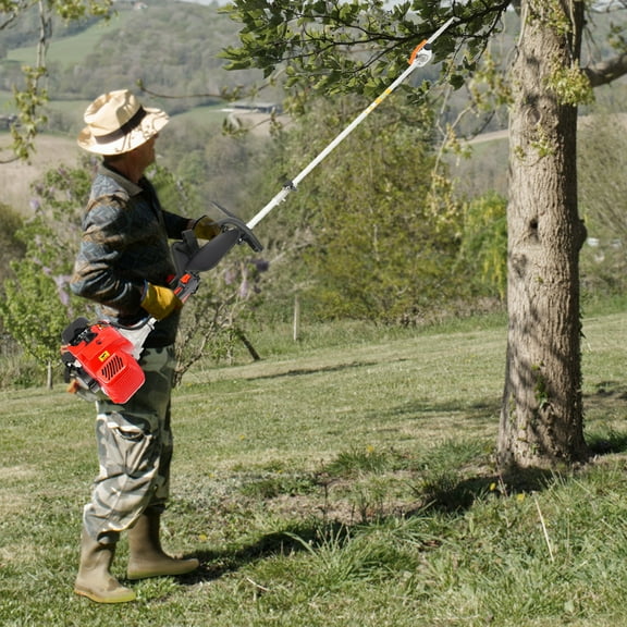 43cc Pruning Chain Saw 6,500-8,500rpm Two-Stroke Gasoline Engine Tree Branch Pruner with Retractable Pole 7.87-11.48ft Adjustable Height Professional Long Pruning Chain Saw