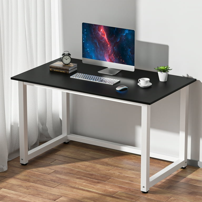 43in Computer Desk Black Computer Table PC Laptop Gaming Desk Modern  Writing Study Table w/Thick Metal Legs for Home Office Workstation