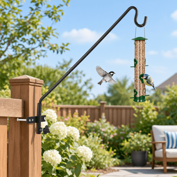 43in Long Fence Hook-1 Pack Heavy Duty Steel Adjustable Outdoor Garden Shepherd Hook