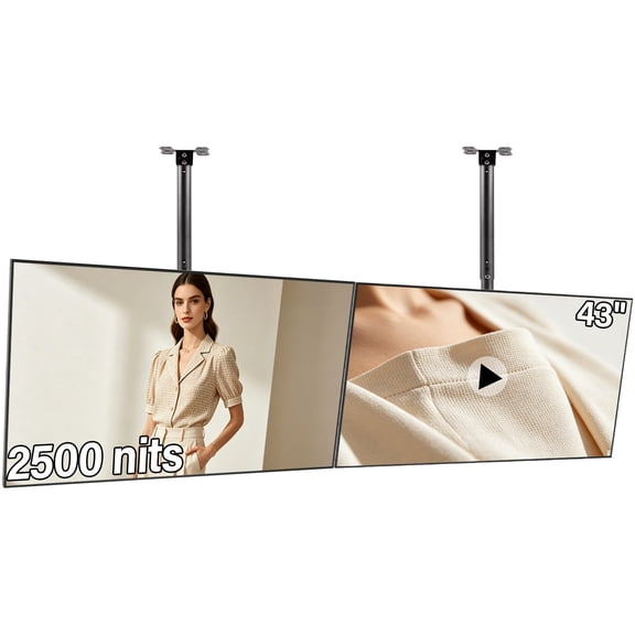 Pyimgus 43inch Digital Signage Display, 4K UHD 2500nits Advertising Display, Slim Fit Frameless Digital Kiosk, CMS/Plug & Play Auto Play, 7/24 Timer Switch, Smart Split Screen, Android 11