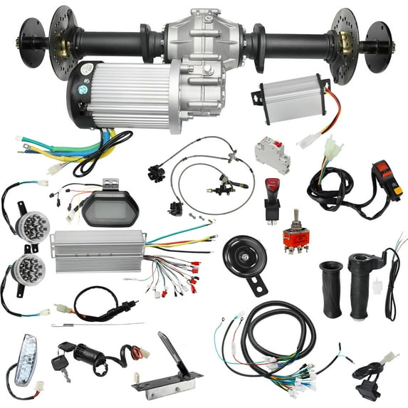 43inch Rear Axle Kit with 60V 2500W Brushless DC Motor Differential Controller for DIY Project Electric Vehicle ATV Quad Buggy Mini Bike Trike Racing Golf Cart Go Kart Trailer 6000RPM, 400Nm