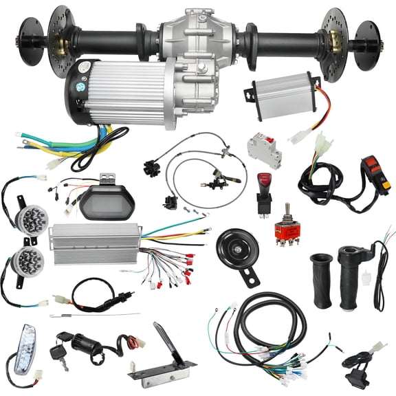43inch Rear Axle Kit with 60V 2500W Brushless DC Motor Differential Controller for DIY Project Electric Vehicle ATV Quad Buggy Mini Bike Trike Racing Golf Cart Go Kart Trailer 6000RPM, 400Nm