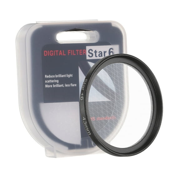 43mm Star Filter, 8 Points Starburst Len Filter Variable Twinkle Effect Ultra Slim Optical Lens Black