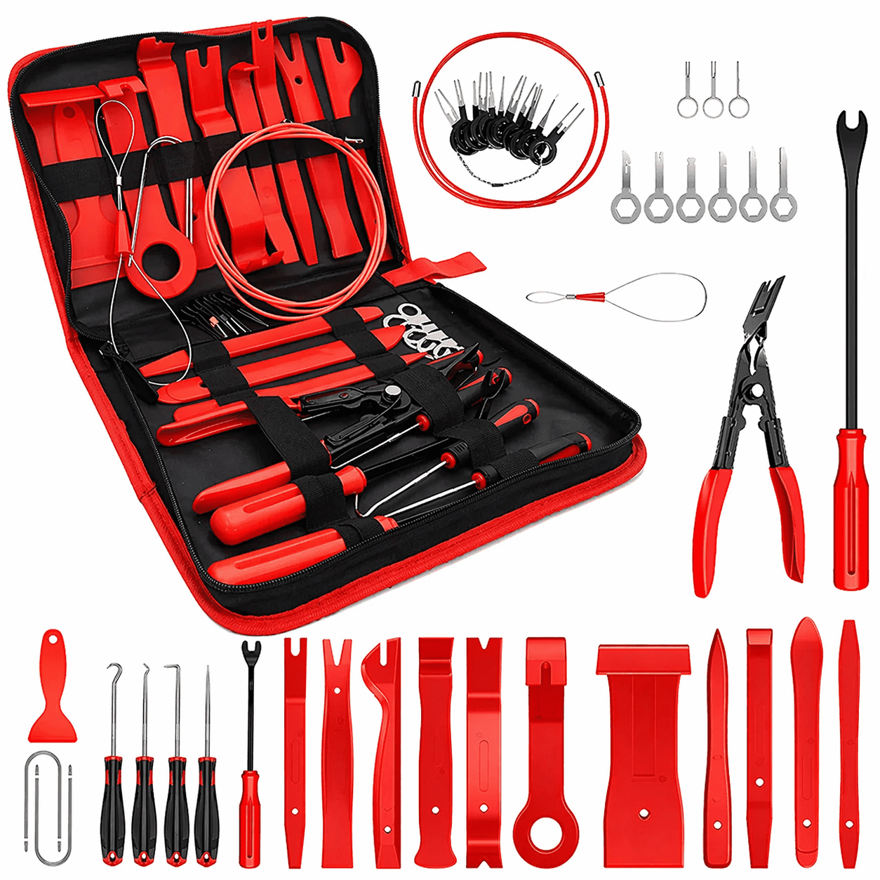 43pcs Auto Trim Removal Tool Kit Car Interior Panel Clip Remover Set Fastener Removal Tools with Terminal Extractor Pliers Screwdriver Storage Bag
