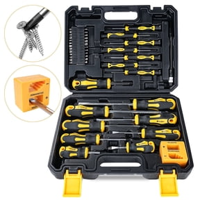 43pcs Magnetic Screwdriver Set - With Magnetic Adjustment Tool + Bendable Extension + 25 Bits | Phillips/Flathead Precision Screwdriver Set for Precision Repair, Electronics and Home DIY
