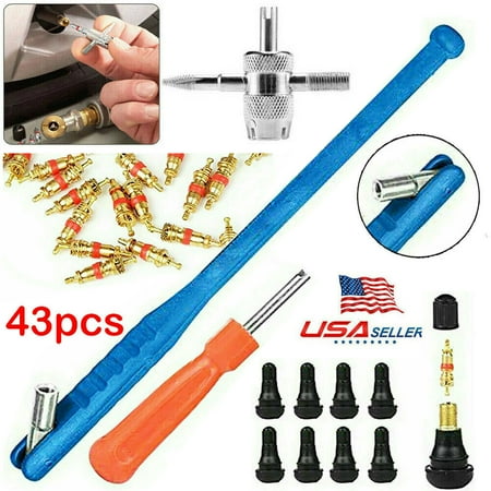 43pcs Tire Valve Stem Installation Remover Repair Tool Puller Car Plug Core Kit
