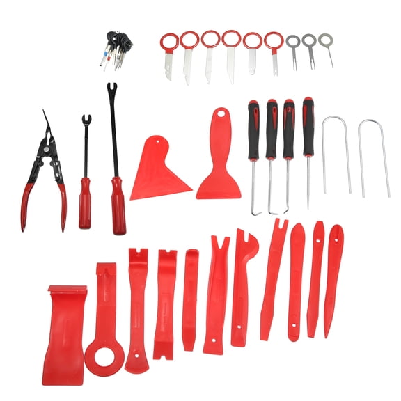 43pcs Trim Removal Tool Set for Car Panel Dashboard Audio Radio Tire Valve Repair Red