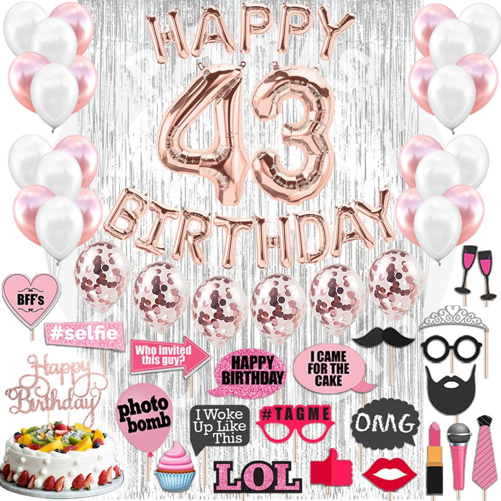 43rd Birthday Decoration Rose Gold, 43rd Party Supplies Decoration ...
