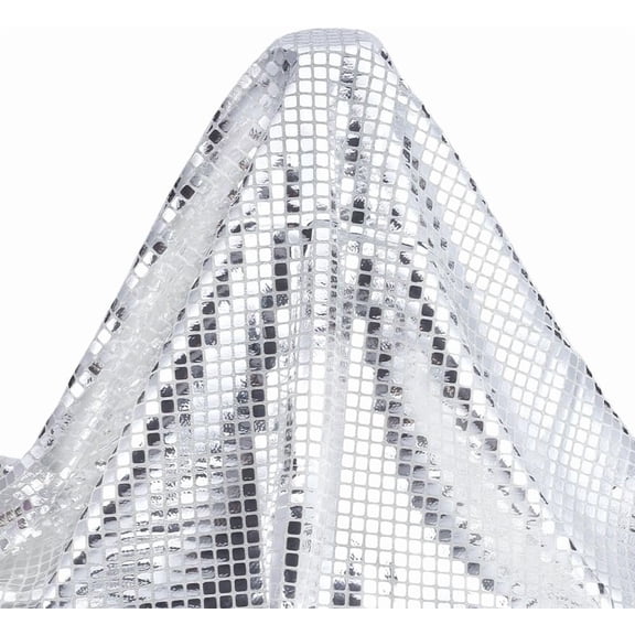 43x108 Inch Disco Party Table Cloth Mirror Silver Foil Table Cloth Glitter Disco Table Cover for 70s Disco Dance Party Wedding Home Table Decoration 0.5mm Thick Silver DIY