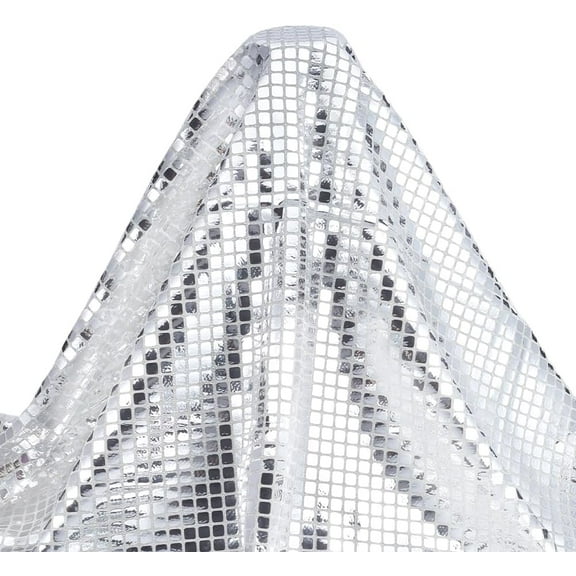 43x108 Inch Disco Party Table Cloth Mirror Silver Foil Table Cloth Glitter Disco Table Cover for 70s Disco Dance Party Wedding Home Table Decoration 0.5mm Thick grey