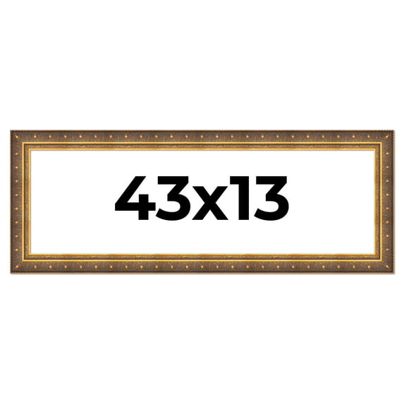 43x13 Frame Vintage Gold Solid Wood Picture Frame | 2.5 Inch Moulding Width | Ornate Bronze Museo