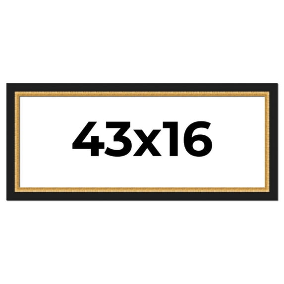 43x16 Frame Gold Real Wood Picture Frame Width 2.25 Inches | Interior Frame Depth 0.5 Inches |