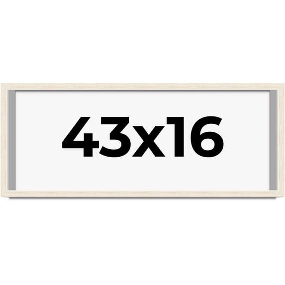 43x16 Shadow Box Frame White | 1.125 Inches Deep Real Wood Rustic Shadowbox Display Frame | UV