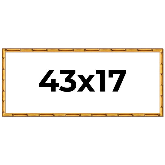 43x17 Frame Gold Bamboo Picture Frame - Complete Modern Photo Frame Includes UV Acrylic Shatter