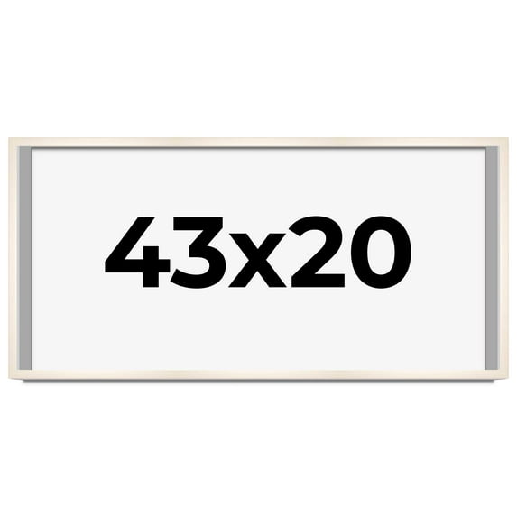 43x20 Shadow Box Cream of Wheat White Washed Display Frame | 0.875 Inches Deep Solid Wood Shadowbox