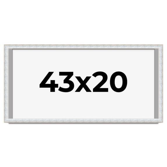 43x20 Shadow Box Frame Silver | 1.625 Inches Deep Real Wood Contemporary Shadowbox Display Frame |