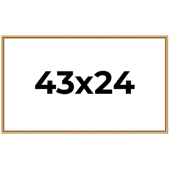 43x24 Frame Beaded Gold Solid Wood Picture Frame | 0.75 Inches Moulding Width | Liscio Oro
