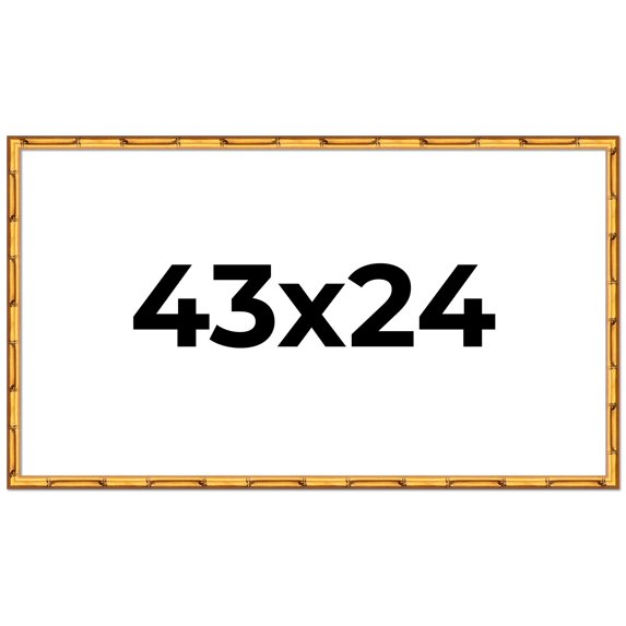 43x24 Frame Gold Bamboo Solid Wood Picture Frame | 1 Inch Moulding Width | Interior Frame Depth