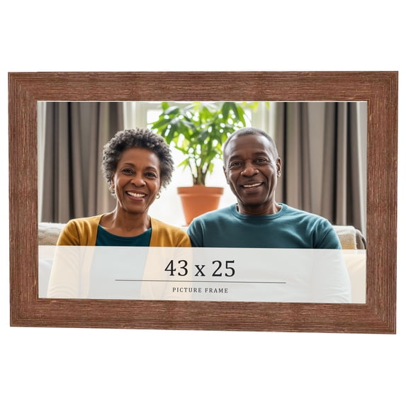 43x25 Frame Brown Farmhouse Solid Wood Picture Frame Width 1.5 Inches | Interior Frame Depth 0.5