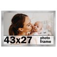 thumbnail image 1 of 43x27 Frame Silver Stainless Steel Solid Wood Picture Frame | 0.75 Inch Moulding Width | Includes, 1 of 8