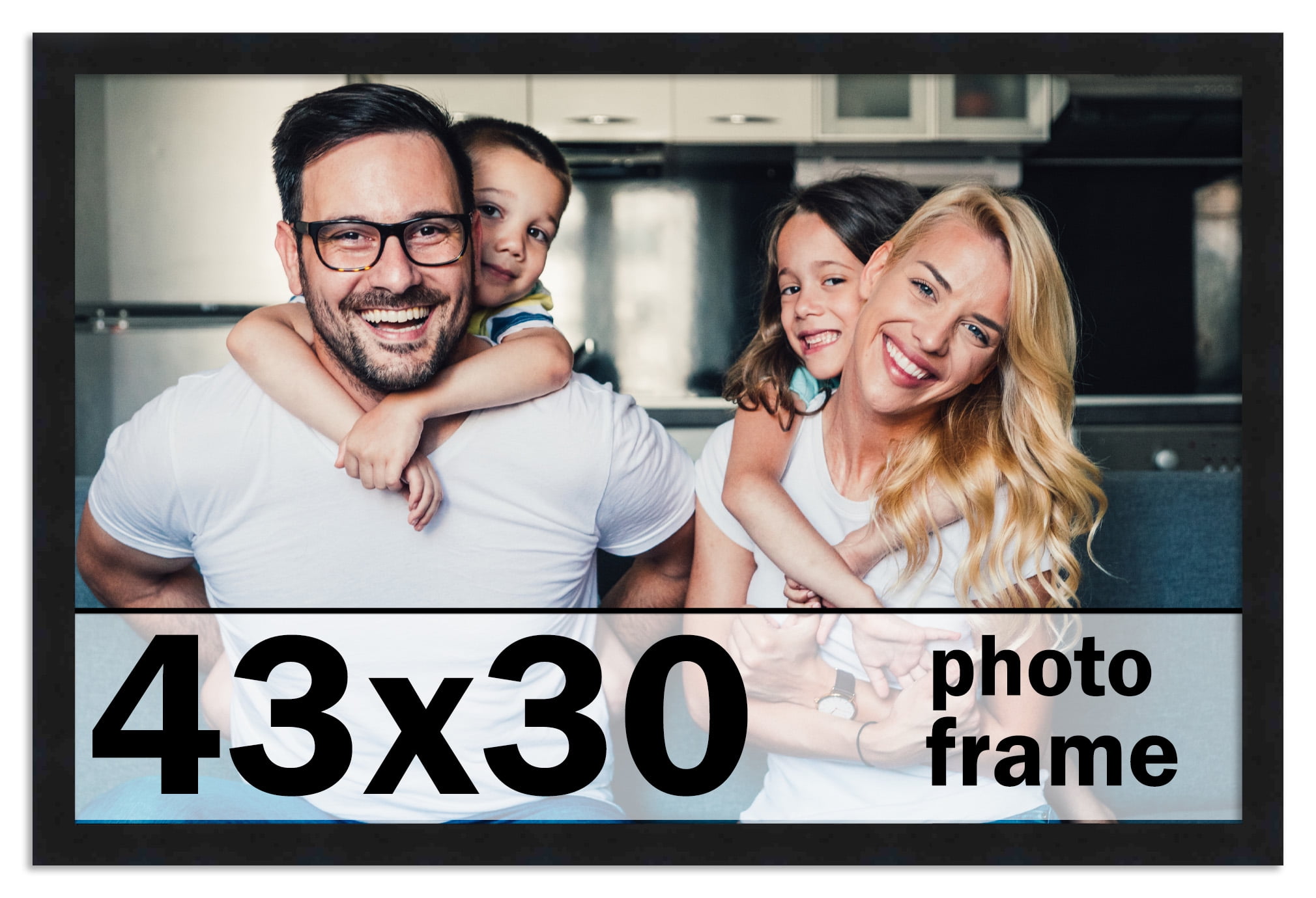 43x30 Frame Black Solid Wood Picture Frame | 0.75 Inch Moulding