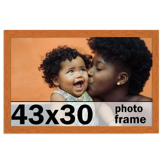 43x30 Frame Honey Pecan Brown Picture Frame - Modern Photo Frame Includes UV Acrylic Shatter Guard