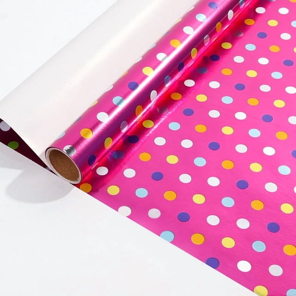 43x300cm Gift Wrapping Paper Roll Colored Dots Diagonal Lines Birthday Valentine's Day Gift Packaging Paper DIY Decoration Paper