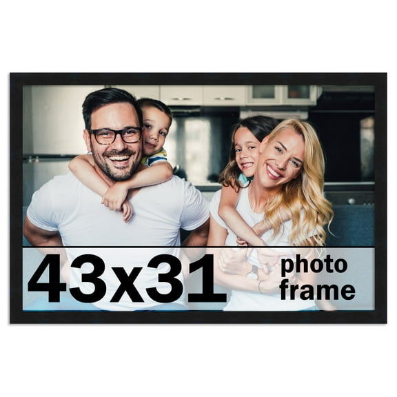 43x31 Frame Black Solid Wood Picture Frame | 0.75 Inch Moulding Width | Includes UV Acrylic