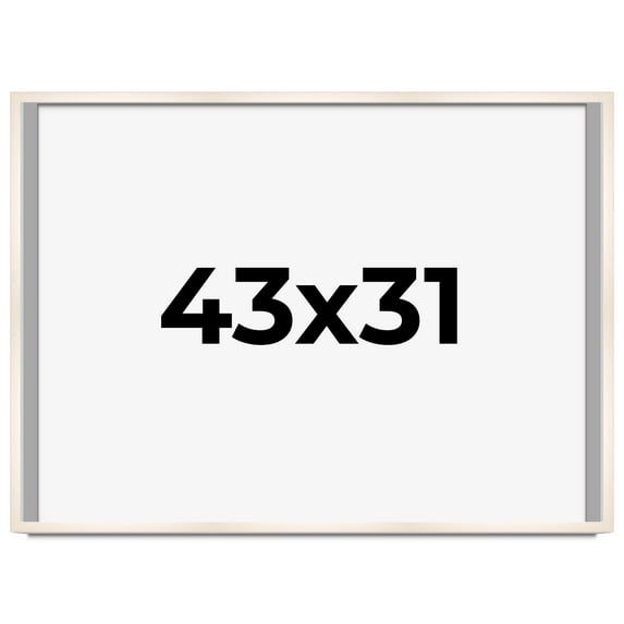 43x31 Frame White Wash Solid Wood Picture Frame | 0.8125 Inch Moulding Width | Includes UV Acrylic