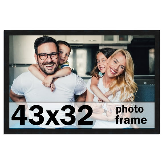 43x32 Frame Black Solid Wood Picture Frame | 0.75 Inch Moulding Width | Includes UV Acrylic