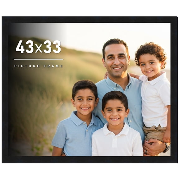 43x33 Frame Black Solid Wood Picture Frame | 0.75 Inch Moulding Width | Includes UV Acrylic