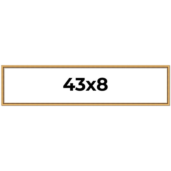 43x8 Frame Beaded Gold Solid Wood Picture Frame | 0.75 Inches Moulding Width | Liscio Oro