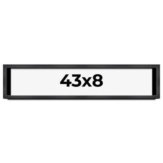 43x8 Frame Black Charcoal Grey Wood Textured Picture Frame | 0.75 Inch Moulding Width | Gunmetal