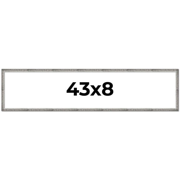 43x8 Frame Silver Grey Distressed Solid Wood Picture Frame | 0.75 Inch Moulding Width | Interior