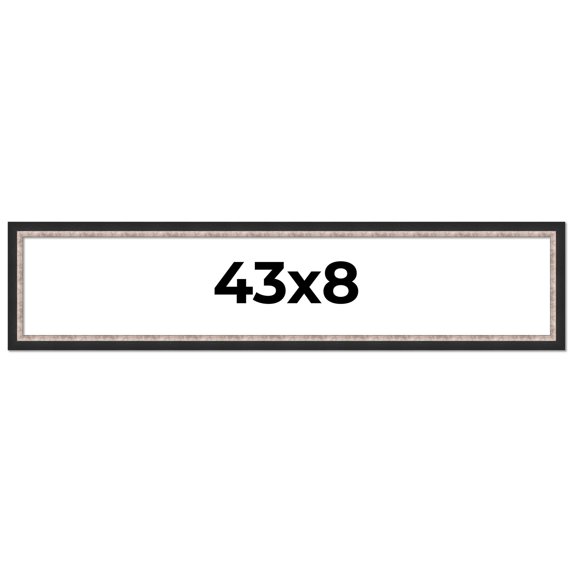 43x8 Frame Silver Real Wood Picture Frame Width 1.25 Inches | Interior Frame Depth 0.75 Inches |